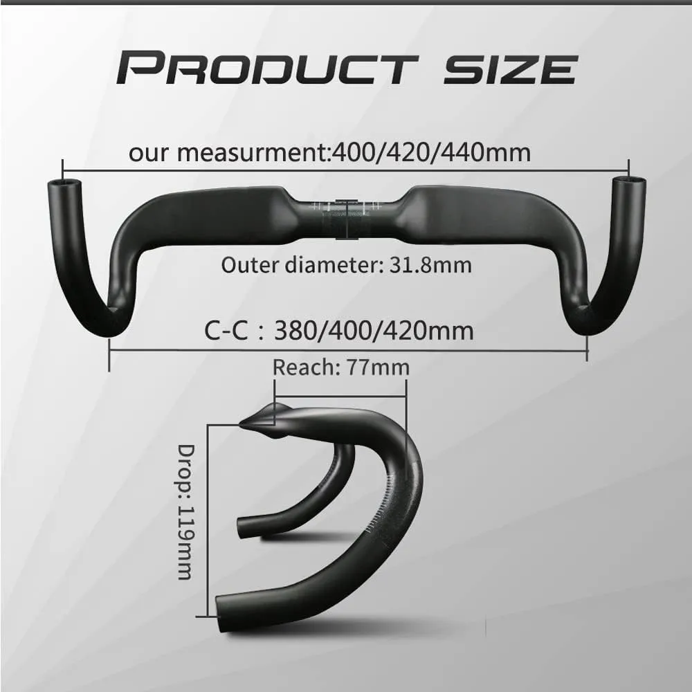 Alfa Pasca Aero Handlebars for Road Bike Carbon Racing Bicycle Handlebars Drop Bars Lightweight 31.8 UD Glossy/Matte 400/420/440mm