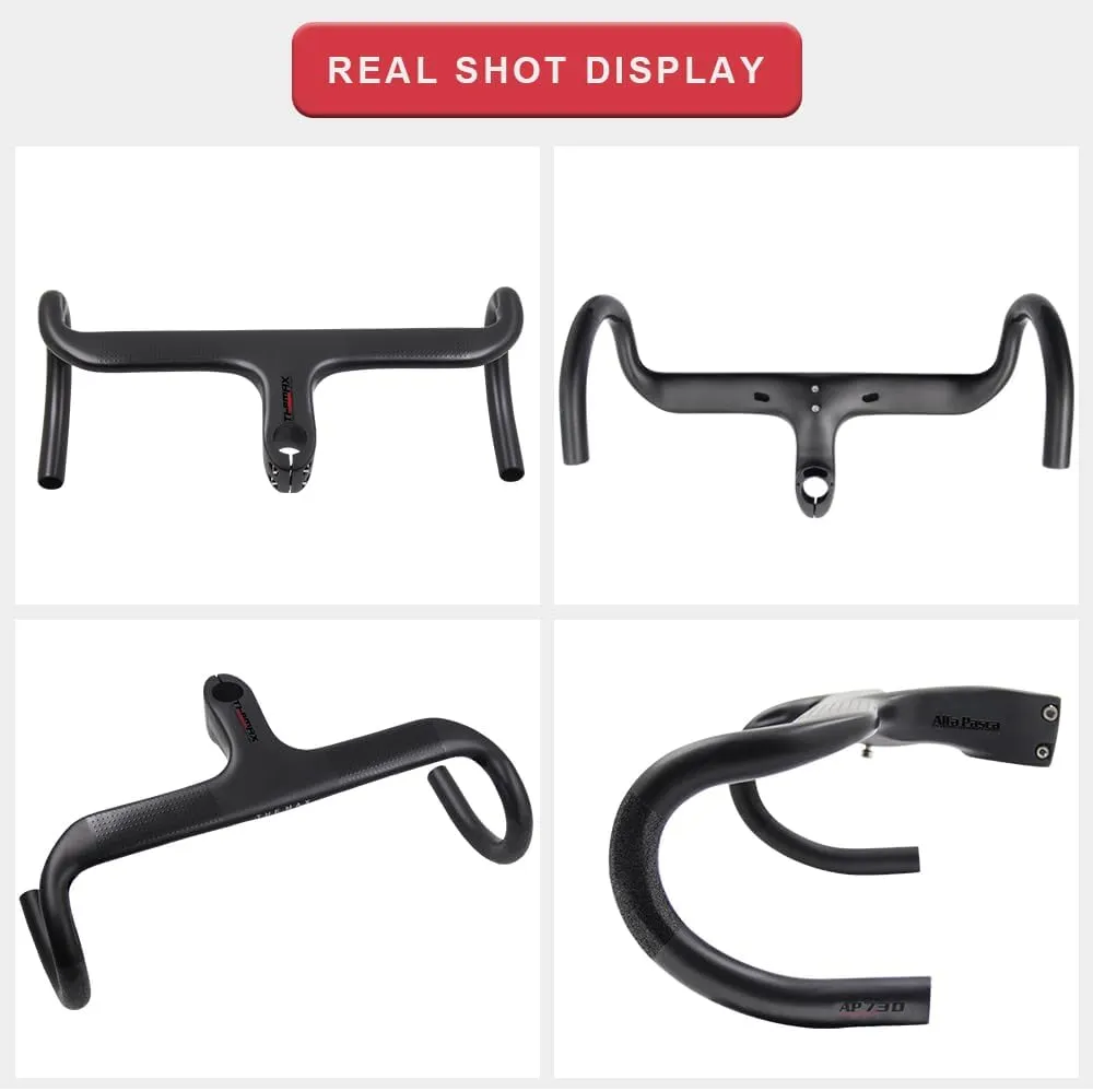 Alfa Pasca drop bars carbon fiber integrated handlebars road bike 28.6mm handle bars 420 * 100mm Aero Bars UD Matte bicycle Accessories