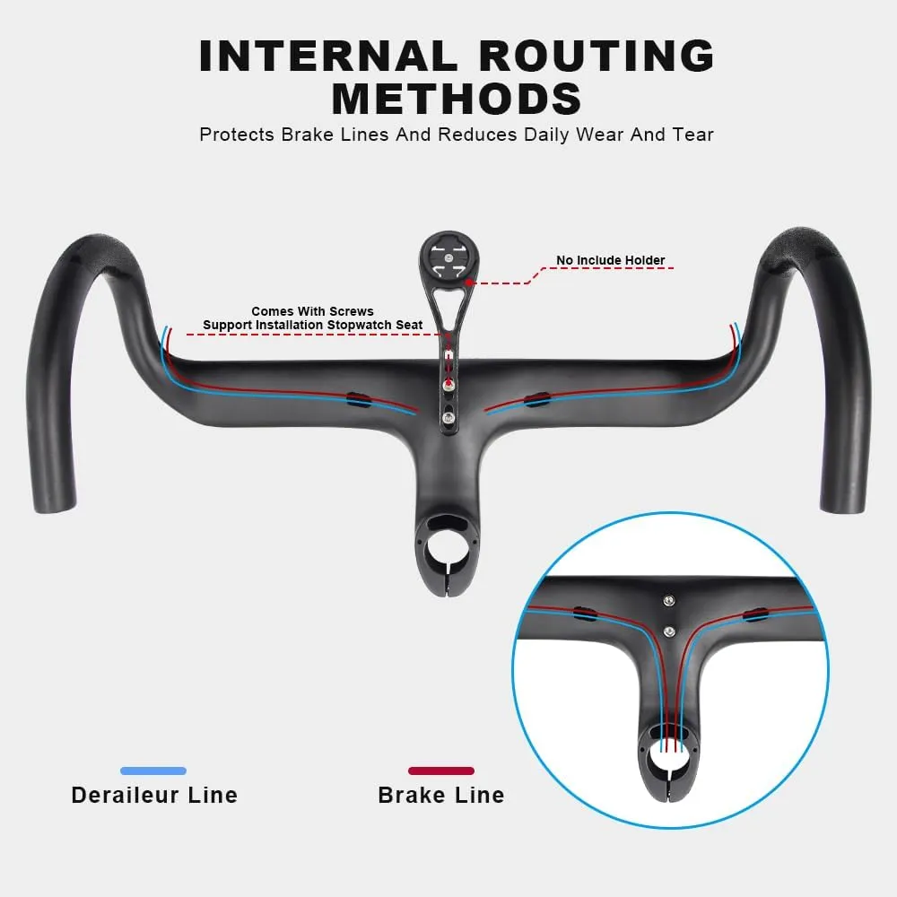 Alfa Pasca drop bars carbon fiber integrated handlebars road bike 28.6mm handle bars 420 * 100mm Aero Bars UD Matte bicycle Accessories