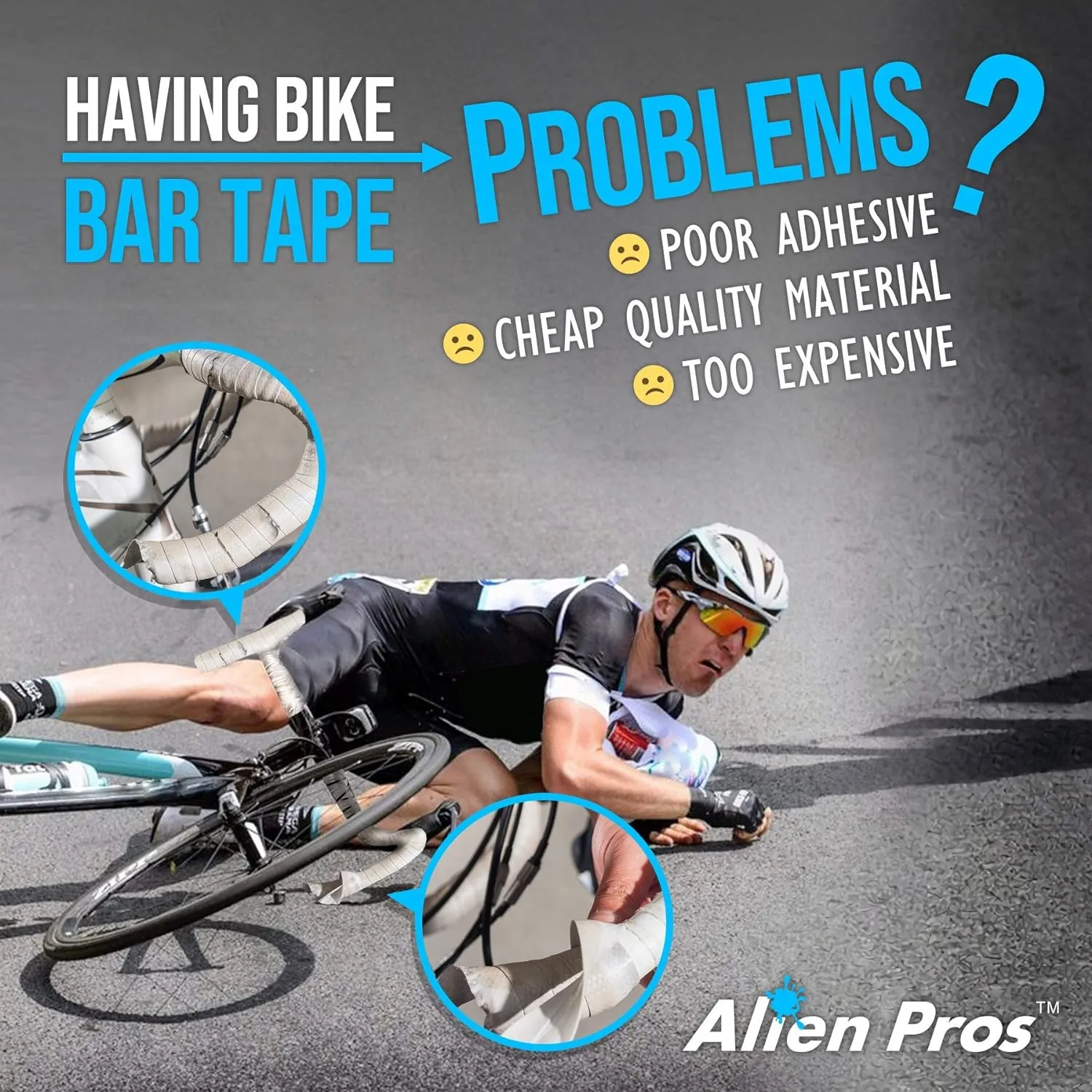 ALIEN PROS Bike Handlebar Tape PU (Set of 2) Black Red White Pink Blue - Enhance Your Bike Grip with These Bicycle Handle bar Tape - Wrap Your Bike for an Awesome Comfortable Ride