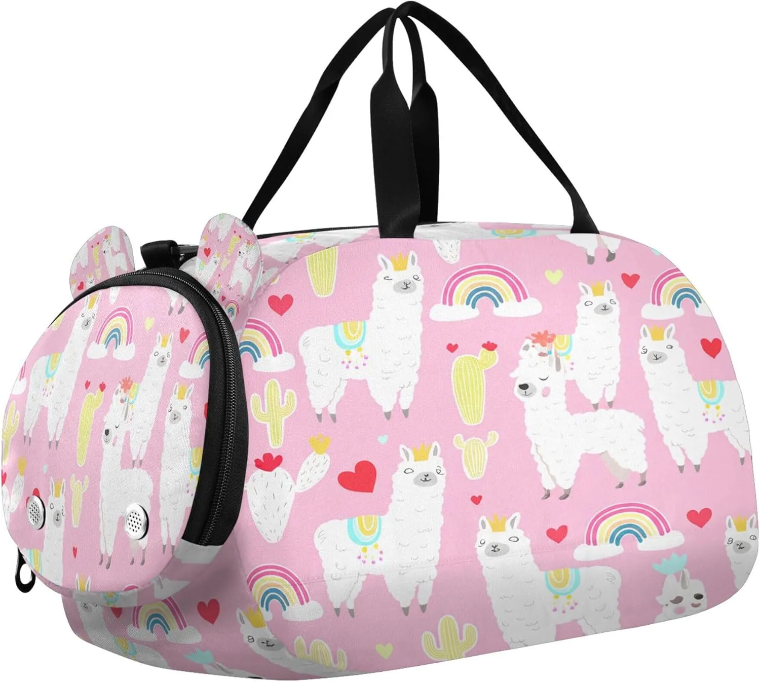 Alpaca Kids Overnight Sports Duffel Bags with Shoe Compartment & Wet Pocket Travel Sport Gym Bag for Girls Boys
