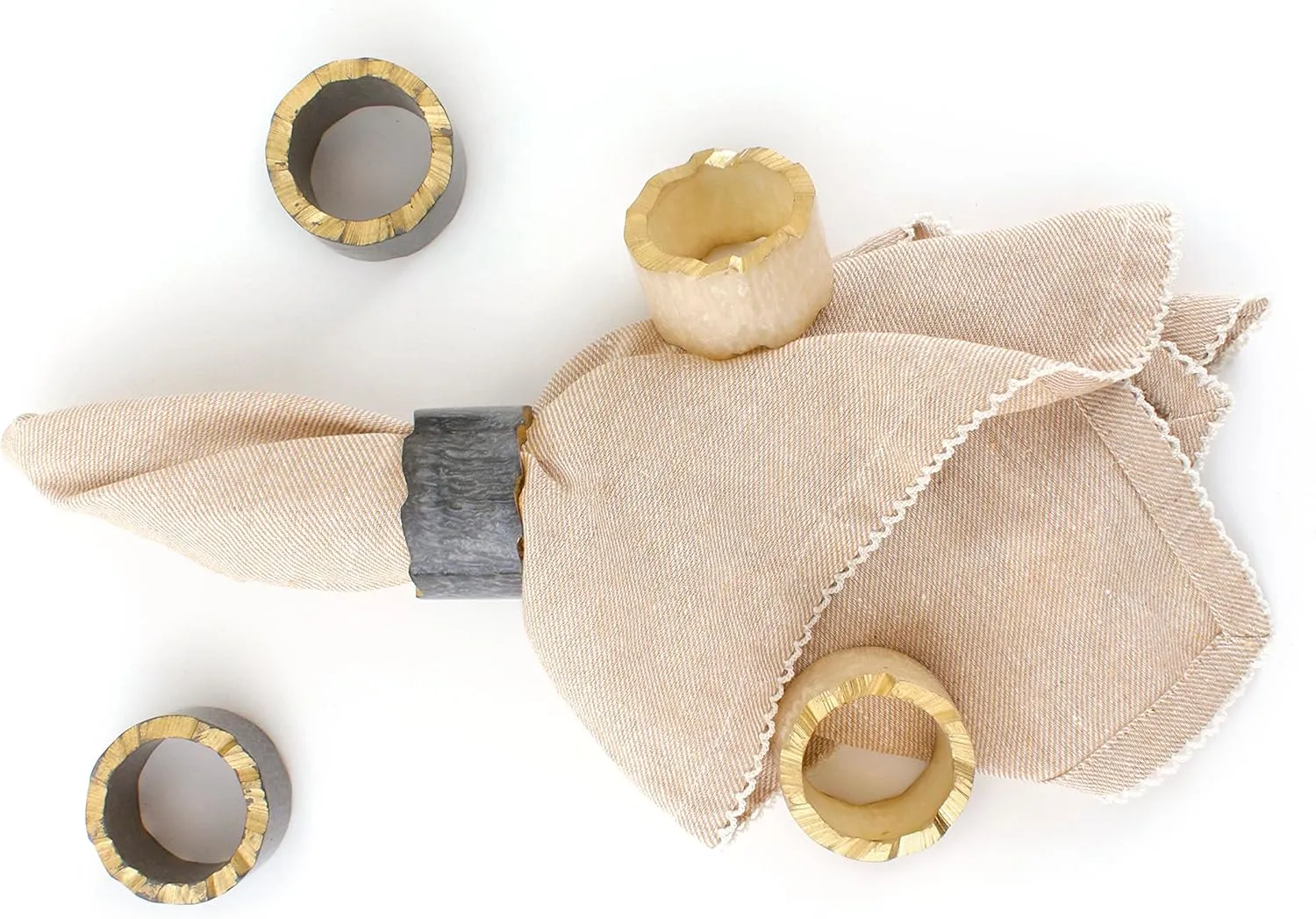 ALPHA Living HOME Decorative Napkin Rings – Set of 12, 1.5" Diameter, Handmade Epoxy Serviette Holders for Table Settings, Wedding & Holiday Décor