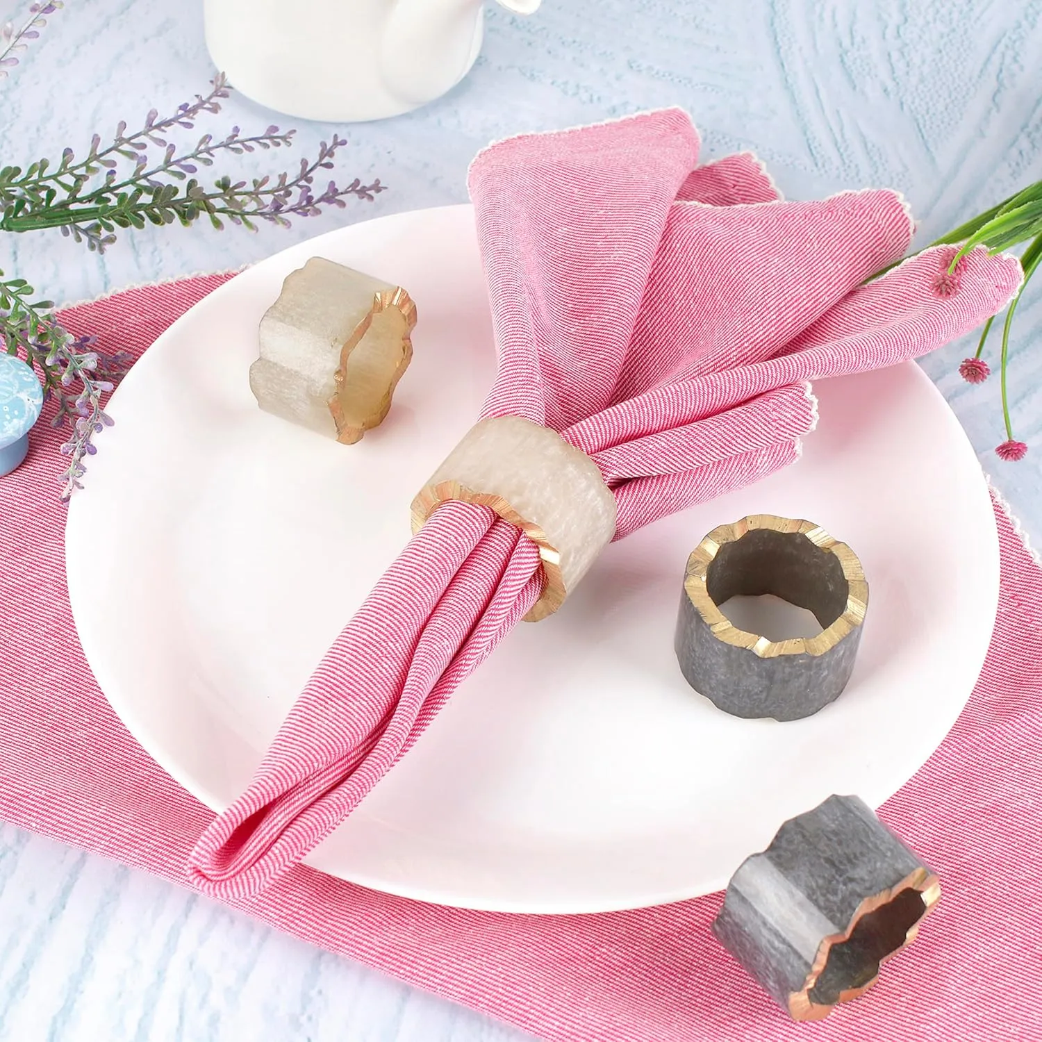 ALPHA Living HOME Decorative Napkin Rings – Set of 12, 1.5" Diameter, Handmade Epoxy Serviette Holders for Table Settings, Wedding & Holiday Décor