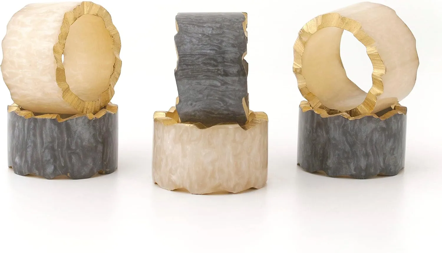 ALPHA Living HOME Decorative Napkin Rings – Set of 12, 1.5" Diameter, Handmade Epoxy Serviette Holders for Table Settings, Wedding & Holiday Décor