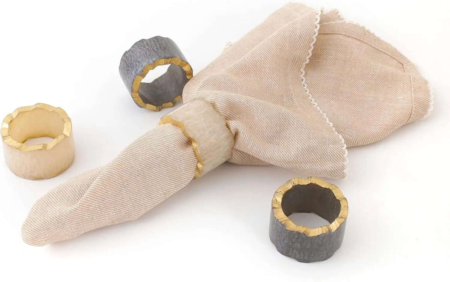ALPHA Living HOME Decorative Napkin Rings – Set of 12, 1.5" Diameter, Handmade Epoxy Serviette Holders for Table Settings, Wedding & Holiday Décor