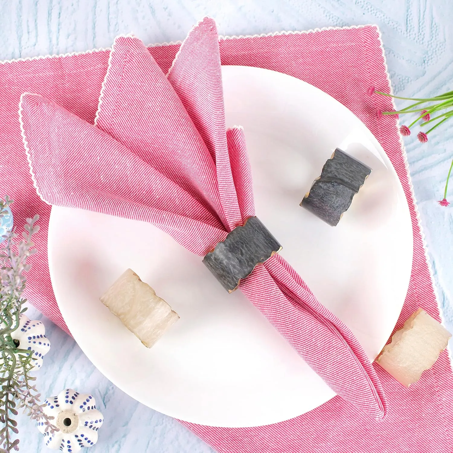 ALPHA Living HOME Decorative Napkin Rings – Set of 12, 1.5" Diameter, Handmade Epoxy Serviette Holders for Table Settings, Wedding & Holiday Décor