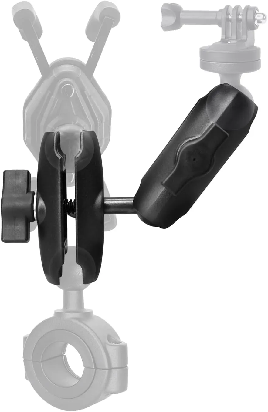 Aluminum 2-in-1 Double Socket Arm with 1" Ball, Compatible with RAM Mount, iBolt 1 inch/B Size / 25mm Ball Accessories, 360 Degree Rotation, Adjustable Dual Mount Arm