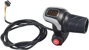AlveyTech 36 Volt Twist Grip Throttle with Battery Indicator & On/Off Switch Compatible with Swagtron EB5 and EB6 Electric Bike - Three-in-One Control, Replacement Part for Adult E-Bikes, 5-Wire, 57"