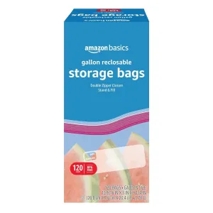 Amazon Basics Gallon Food Storage Bags, 120 Count