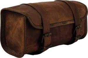 american blue Leather Handlebar Bag Brown Saddle Motorcycle Bag Bicycle Tool Bag Leather Travel Accessory Bag (Brown)