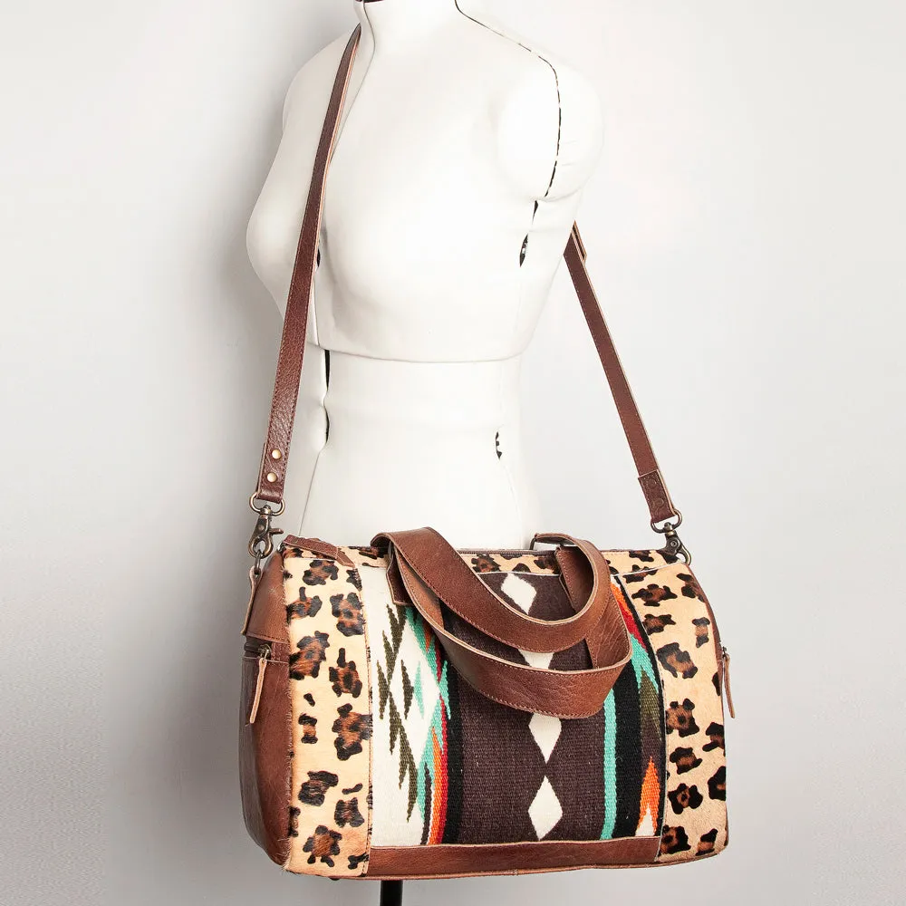American Darling ADBG1000 Duffel Hair-On Saddle Blanket Genuine Leather Women Bag Western Handbag Purse