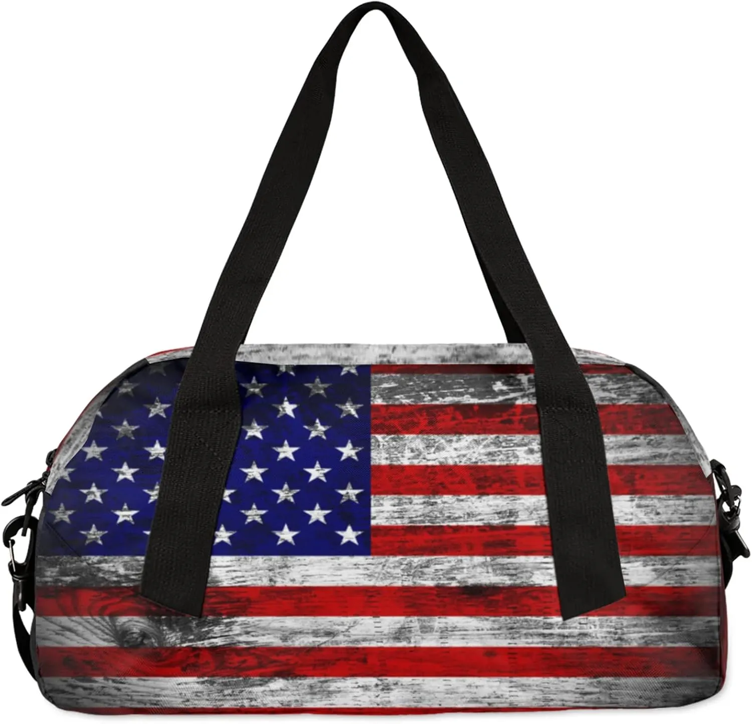 American Flag Kids Duffel Bag Lightweight Waterproof Sports Gym Bag with Front Zipper Pocket Foldable Weekender Overnight Bag for School Practice Gymnastic Ballet