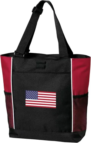 American Flag Tote Bags Red USA Flag Totes Beach Travel