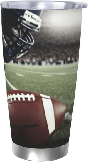American Football Tumbler with Lids, 20 oz Double Wall Vacuum Water Bottle Stainless Steel Insulated Coffee Mug Leakproof Travel Thermal Cup for Hot and Cold Drinks