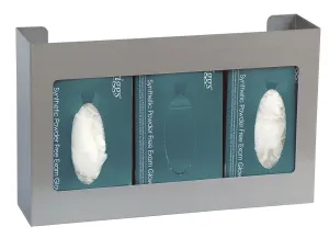 American Made Stainless Steel Triple Glove Box Holder (10"H x 16"W x 3 3/4"D)