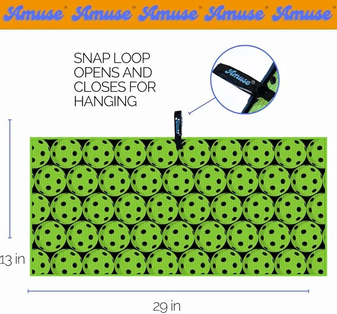 Amuse Sweat Towel - Cooling Pickleball and Golf Towels for Men and Women - Sports Gear Essentials and Bag Accessories – Funny Kitchen Gifts with Cool Balls Design (Pickleball- Balls)