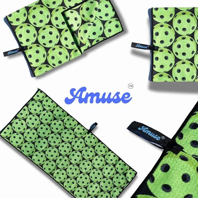 Amuse Sweat Towel - Cooling Pickleball and Golf Towels for Men and Women - Sports Gear Essentials and Bag Accessories – Funny Kitchen Gifts with Cool Balls Design (Pickleball- Balls)