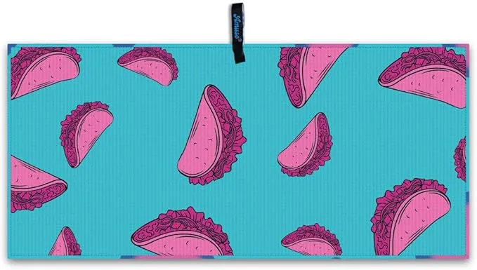Amuse Sweat Towel - Cooling Pickleball and Golf Towels for Men and Women - Sports Gear Essentials and Bag Accessories – Funny Kitchen Gifts with Cool Balls Design (Pink Tacos)