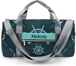 Anchor Marine Personalized Duffel Bag,Custom Travel Gym Bag with Name,Waterproof Sports Overnight Bag with Shoe Compartment & Shoulder Strap