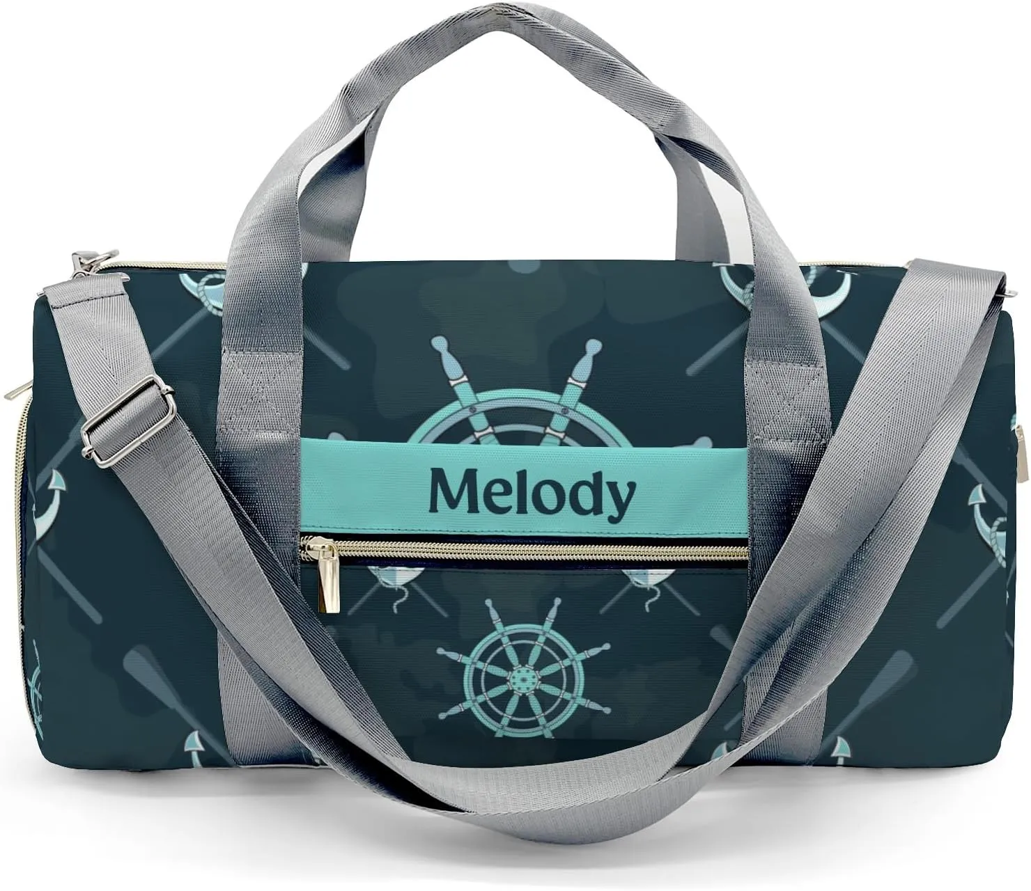 Anchor Marine Personalized Duffel Bag,Custom Travel Gym Bag with Name,Waterproof Sports Overnight Bag with Shoe Compartment & Shoulder Strap