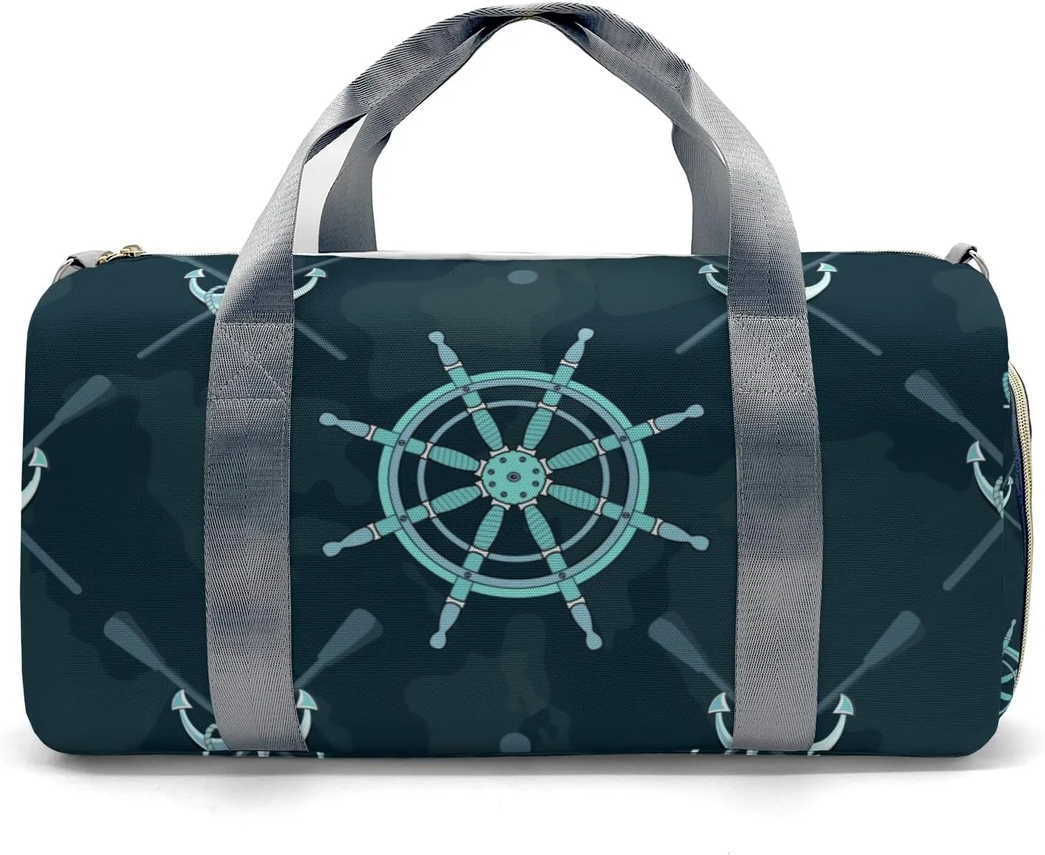 Anchor Marine Personalized Duffel Bag,Custom Travel Gym Bag with Name,Waterproof Sports Overnight Bag with Shoe Compartment & Shoulder Strap