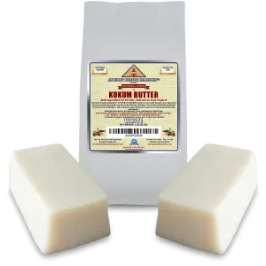 ANCIENT HEALTH REMEDIES Cosmetic Grade PURE KOKUM BUTTER JAR/BLOCK Bulk Odor Free Alternative to Raw Soft Butters Ideal Hard Base for DIY Balms Creams Candle and Hand Creams (INDIA) (2 LB)