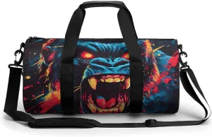 Angry Gorilla Unisex Gym Bag Travel Duffel Bags Overnight Sport Tote with Compartment for Weekender Vacation