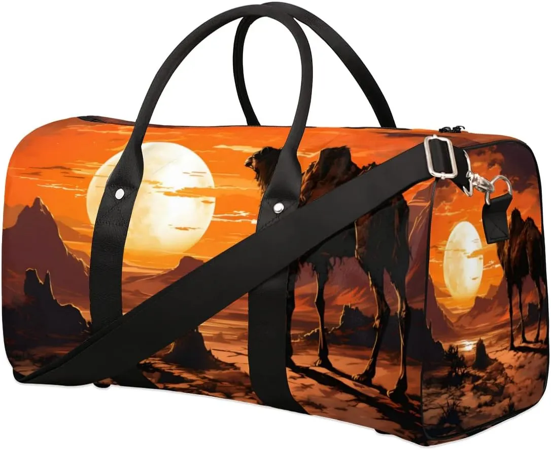 Animal Camel Travel Duffel bag for Men Women Weekender Overnight Bag Gym Bag Carry On Luggage Bags for Yoga Workout Sports