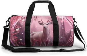 Animal Crystal Deer Sports Gym Bag Waterproof Duffel Bag Travel Overnight Bag Carryon Weekend Bag