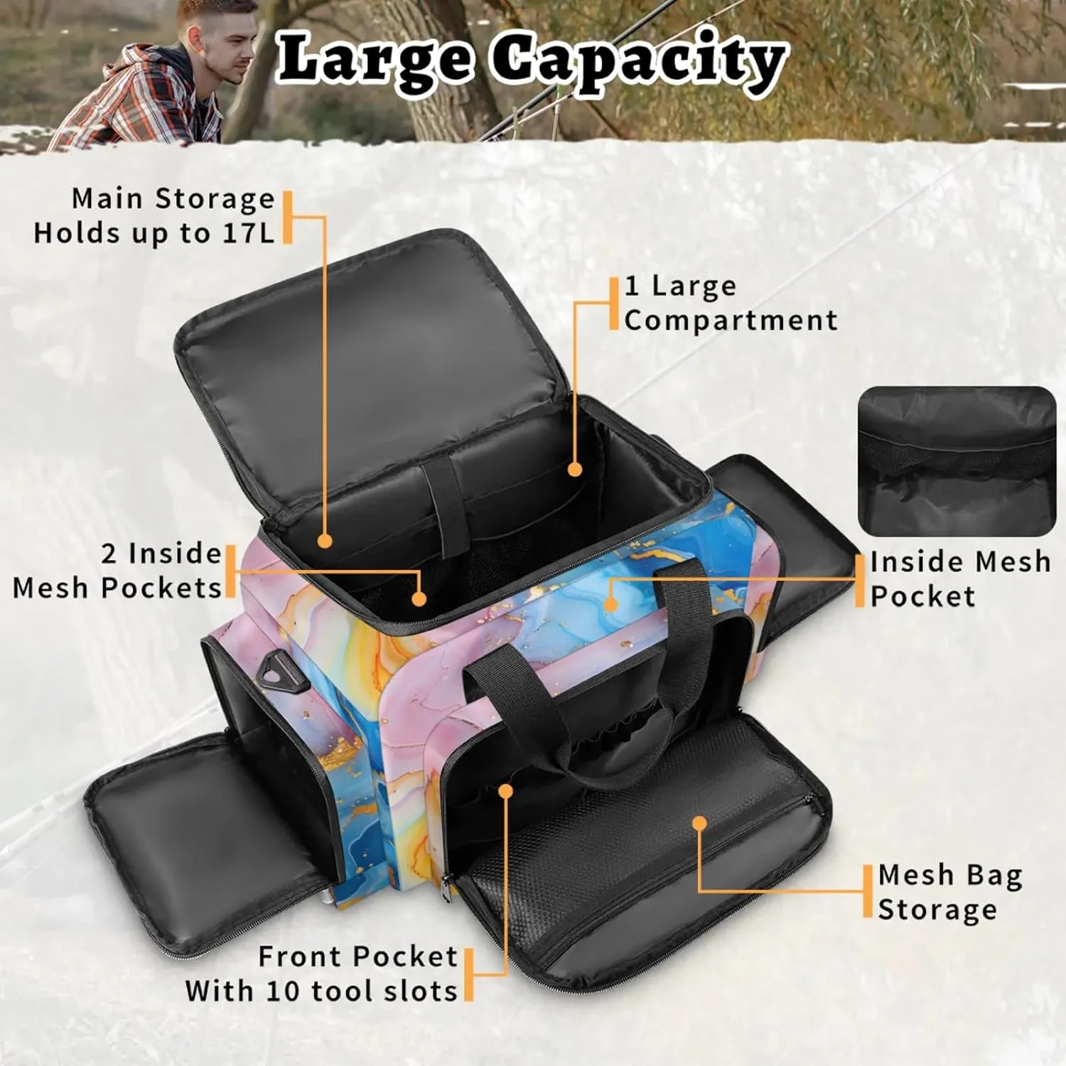 Anti-Scratch Duffle Bag for Travel 25x17.7x11.2 Inch - Waterproof Duffel Bag for Camping Fitness, Durable EMS Gear for First Responders Attractive Marble Pattern
