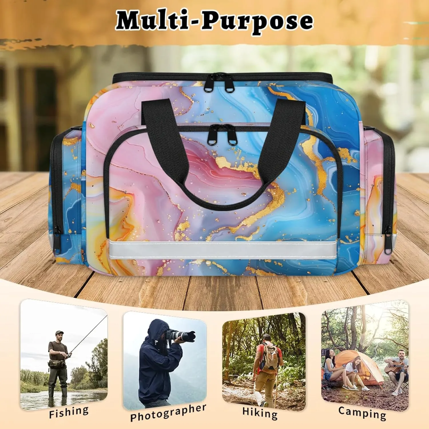 Anti-Scratch Duffle Bag for Travel 25x17.7x11.2 Inch - Waterproof Duffel Bag for Camping Fitness, Durable EMS Gear for First Responders Attractive Marble Pattern