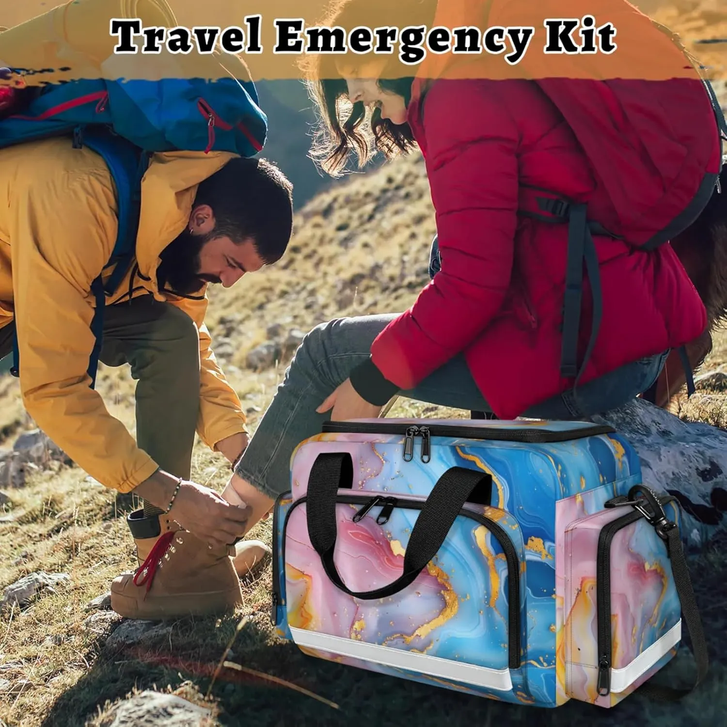 Anti-Scratch Duffle Bag for Travel 25x17.7x11.2 Inch - Waterproof Duffel Bag for Camping Fitness, Durable EMS Gear for First Responders Attractive Marble Pattern