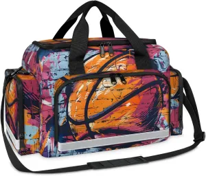 Anti-Scratch Duffle Bag for Travel 25x17.7x11.2 Inch - Waterproof Duffel Bag for Camping Fitness, Durable EMS Gear for First Responders Basketball Graffiti