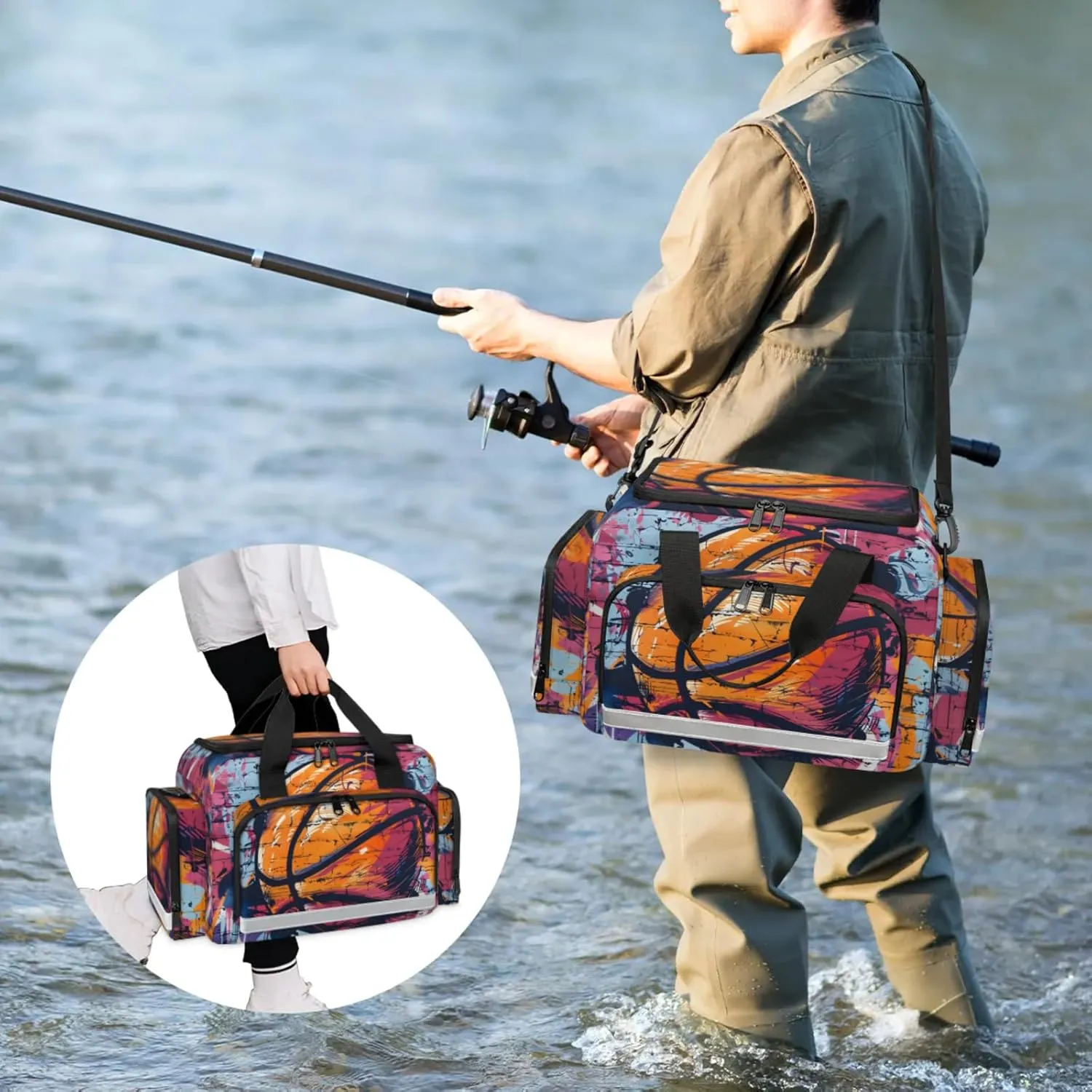 Anti-Scratch Duffle Bag for Travel 25x17.7x11.2 Inch - Waterproof Duffel Bag for Camping Fitness, Durable EMS Gear for First Responders Basketball Graffiti