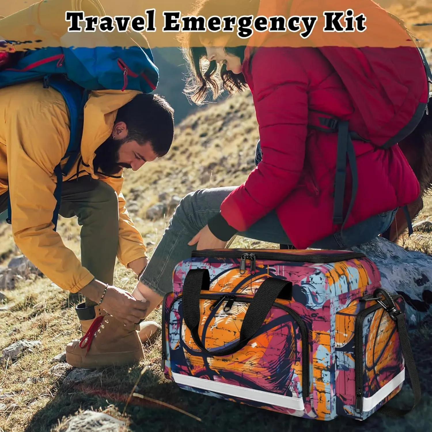 Anti-Scratch Duffle Bag for Travel 25x17.7x11.2 Inch - Waterproof Duffel Bag for Camping Fitness, Durable EMS Gear for First Responders Basketball Graffiti
