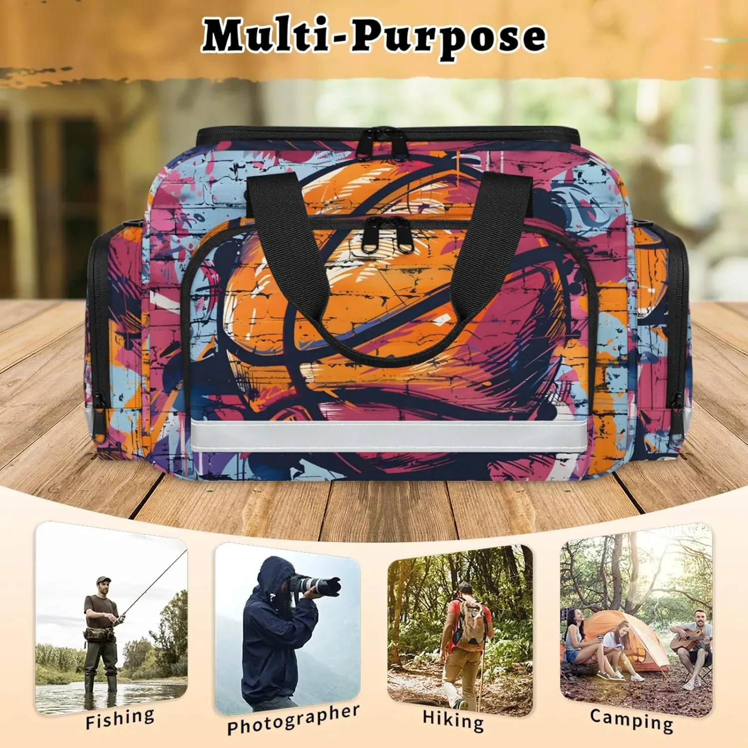 Anti-Scratch Duffle Bag for Travel 25x17.7x11.2 Inch - Waterproof Duffel Bag for Camping Fitness, Durable EMS Gear for First Responders Basketball Graffiti