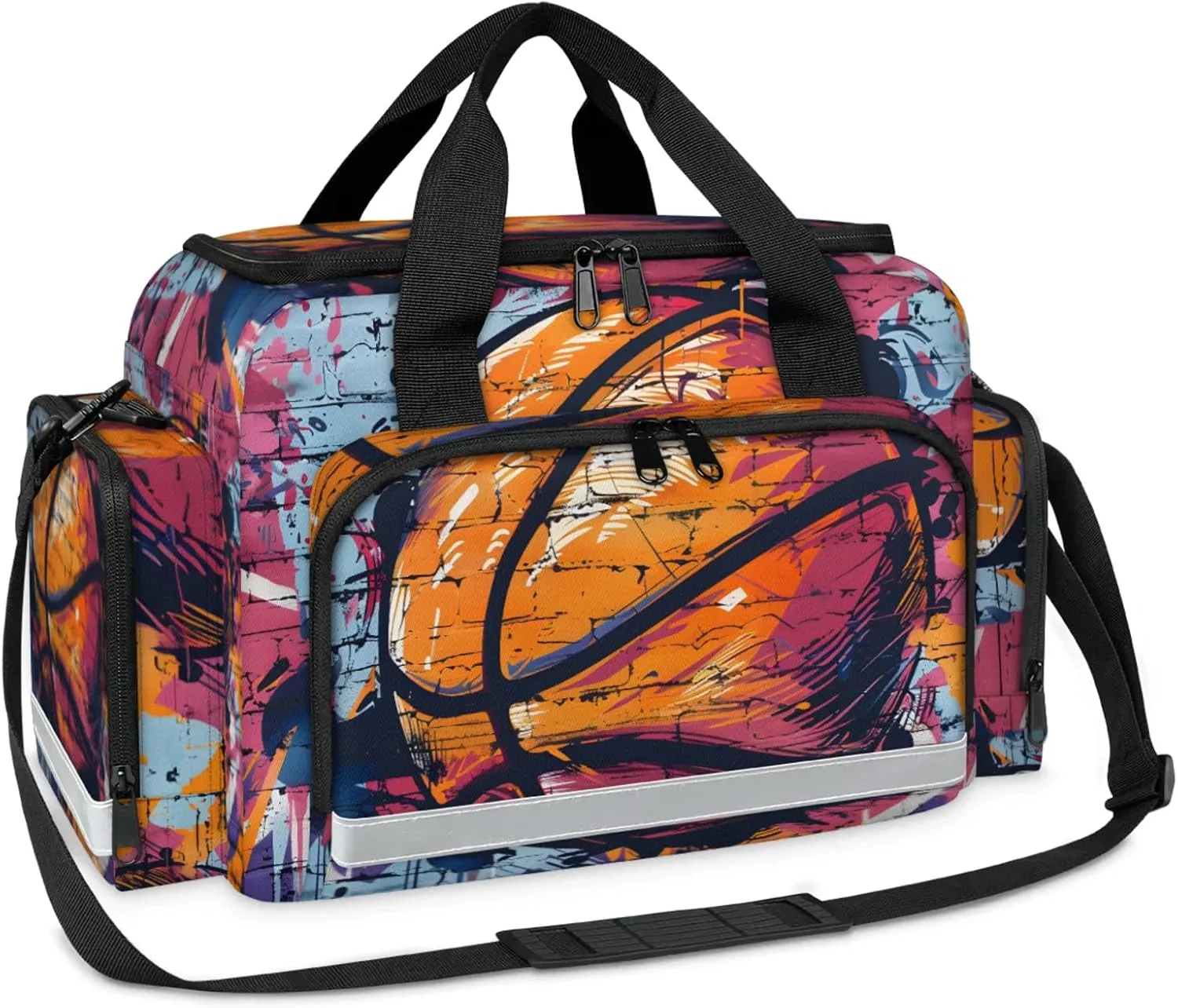 Anti-Scratch Duffle Bag for Travel 25x17.7x11.2 Inch - Waterproof Duffel Bag for Camping Fitness, Durable EMS Gear for First Responders Basketball Graffiti