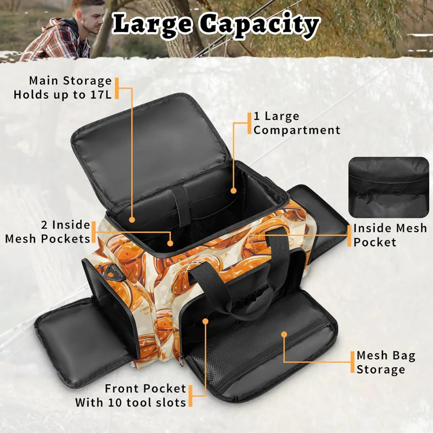 Anti-Scratch Duffle Bag for Travel 25x17.7x11.2 Inch - Waterproof Duffel Bag for Camping Fitness, Durable EMS Gear for First Responders Basketball Print