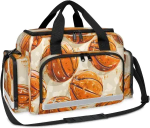 Anti-Scratch Duffle Bag for Travel 25x17.7x11.2 Inch - Waterproof Duffel Bag for Camping Fitness, Durable EMS Gear for First Responders Basketball Print