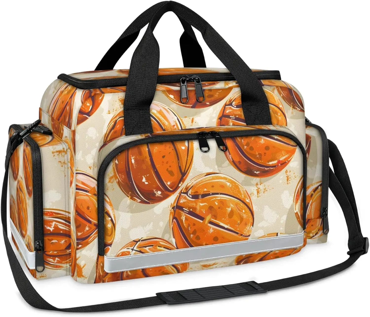 Anti-Scratch Duffle Bag for Travel 25x17.7x11.2 Inch - Waterproof Duffel Bag for Camping Fitness, Durable EMS Gear for First Responders Basketball Print