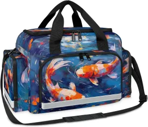 Anti-Scratch Duffle Bag for Travel 25x17.7x11.2 Inch - Waterproof Duffel Bag for Camping Fitness, Durable EMS Gear for First Responders Fish Oil Painting