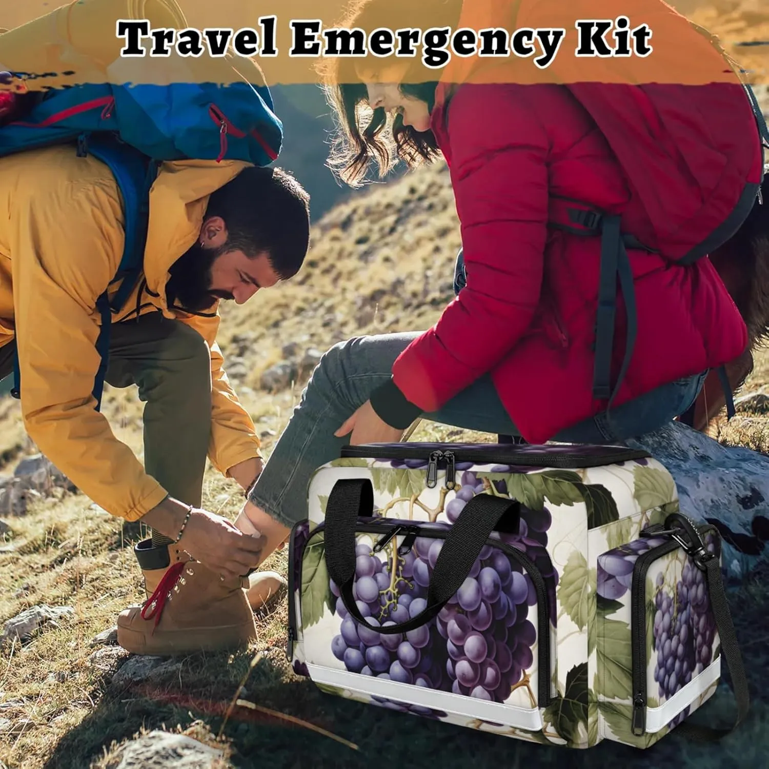 Anti-Scratch Duffle Bag for Travel 25x17.7x11.2 Inch - Waterproof Duffel Bag for Camping Fitness, Durable EMS Gear for First Responders Juicy Grape