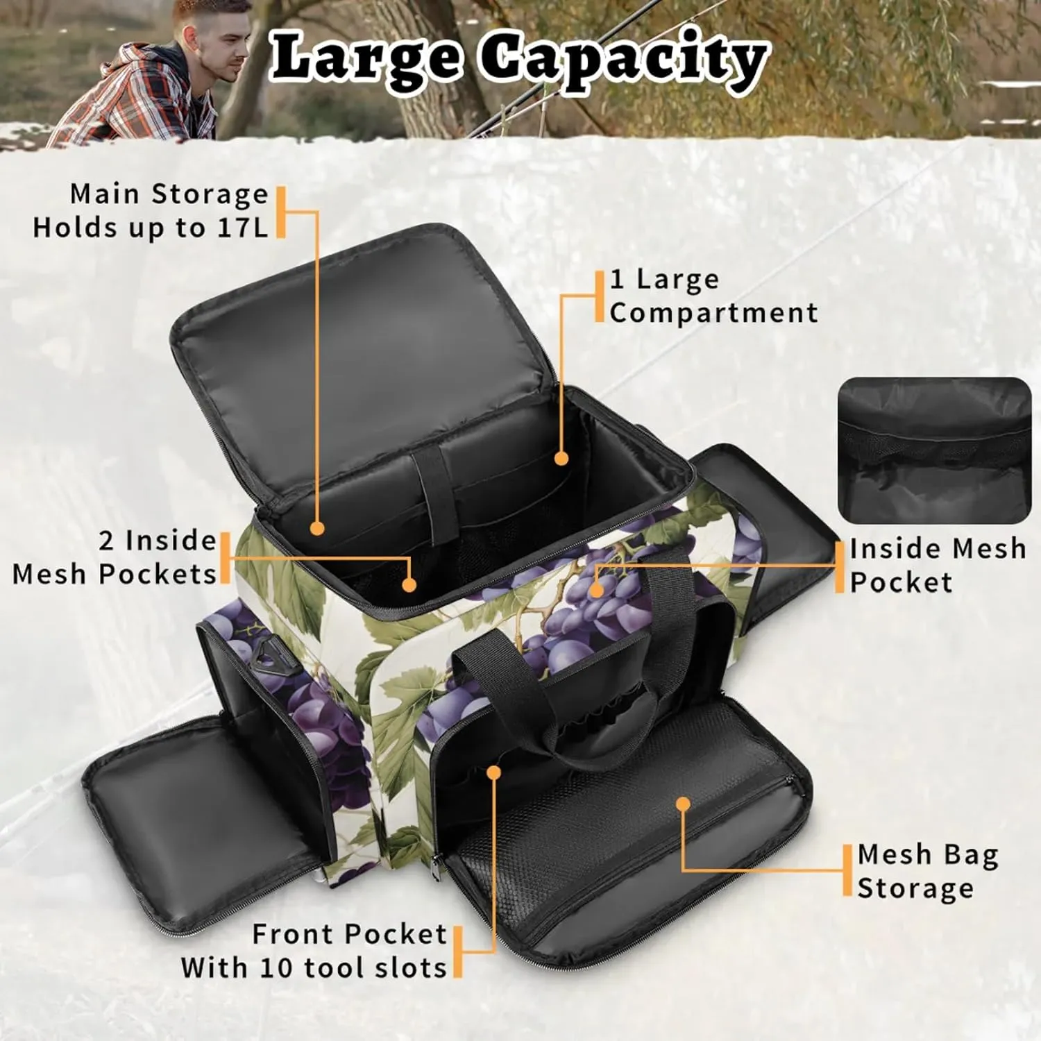 Anti-Scratch Duffle Bag for Travel 25x17.7x11.2 Inch - Waterproof Duffel Bag for Camping Fitness, Durable EMS Gear for First Responders Juicy Grape