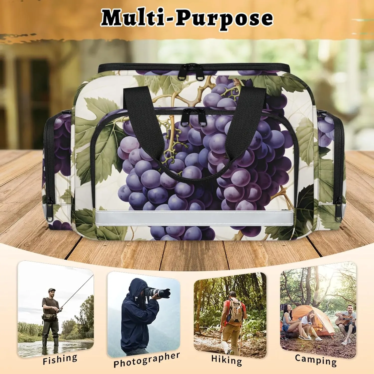 Anti-Scratch Duffle Bag for Travel 25x17.7x11.2 Inch - Waterproof Duffel Bag for Camping Fitness, Durable EMS Gear for First Responders Juicy Grape