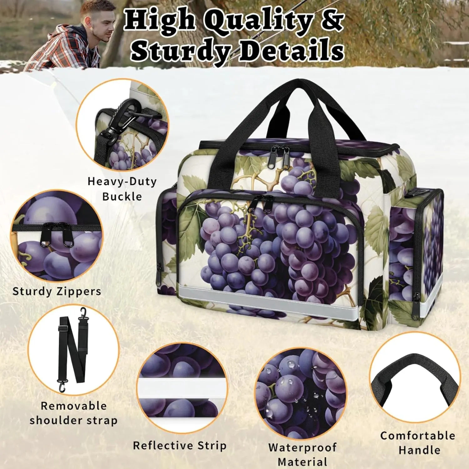 Anti-Scratch Duffle Bag for Travel 25x17.7x11.2 Inch - Waterproof Duffel Bag for Camping Fitness, Durable EMS Gear for First Responders Juicy Grape