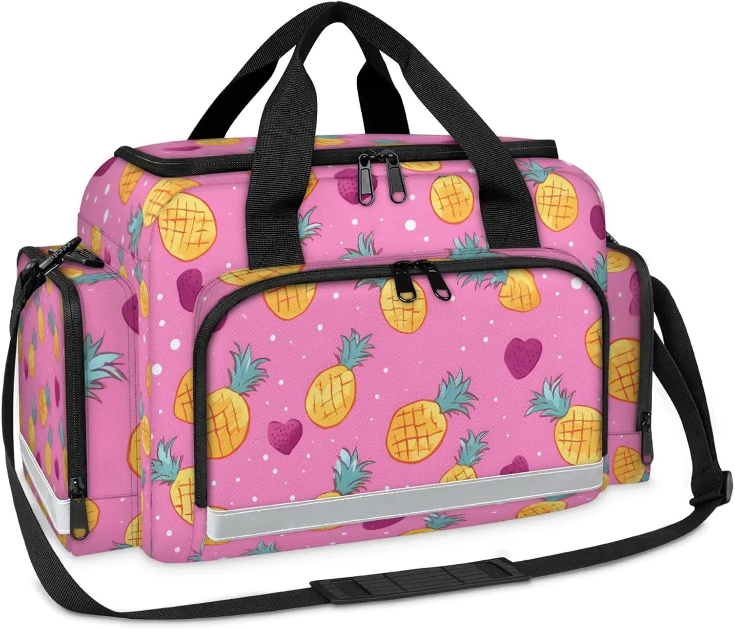 Anti-Scratch Duffle Bag for Travel 25x17.7x11.2 Inch - Waterproof Duffel Bag for Camping Fitness, Durable EMS Gear for First Responders Little Pineapples