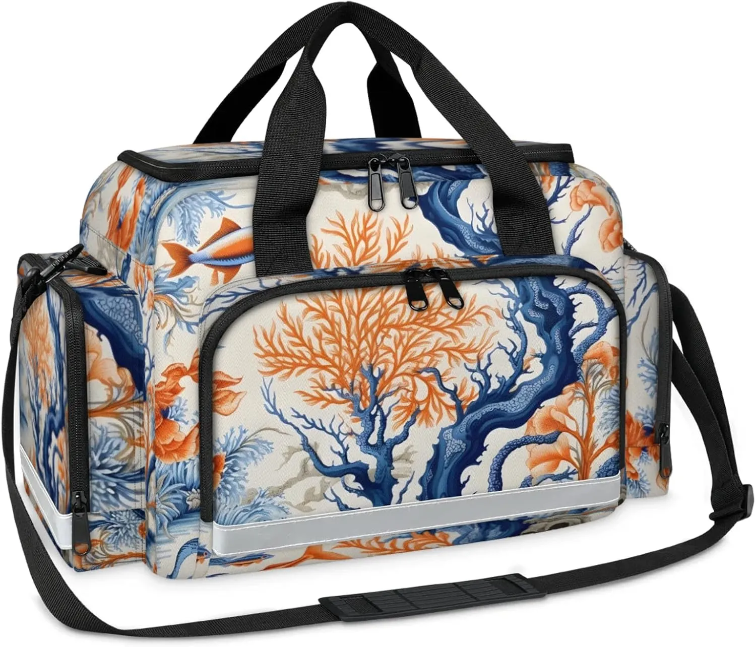Anti-Scratch Duffle Bag for Travel 25x17.7x11.2 Inch - Waterproof Duffel Bag for Camping Fitness, Durable EMS Gear for First Responders Ocean Fish Coral