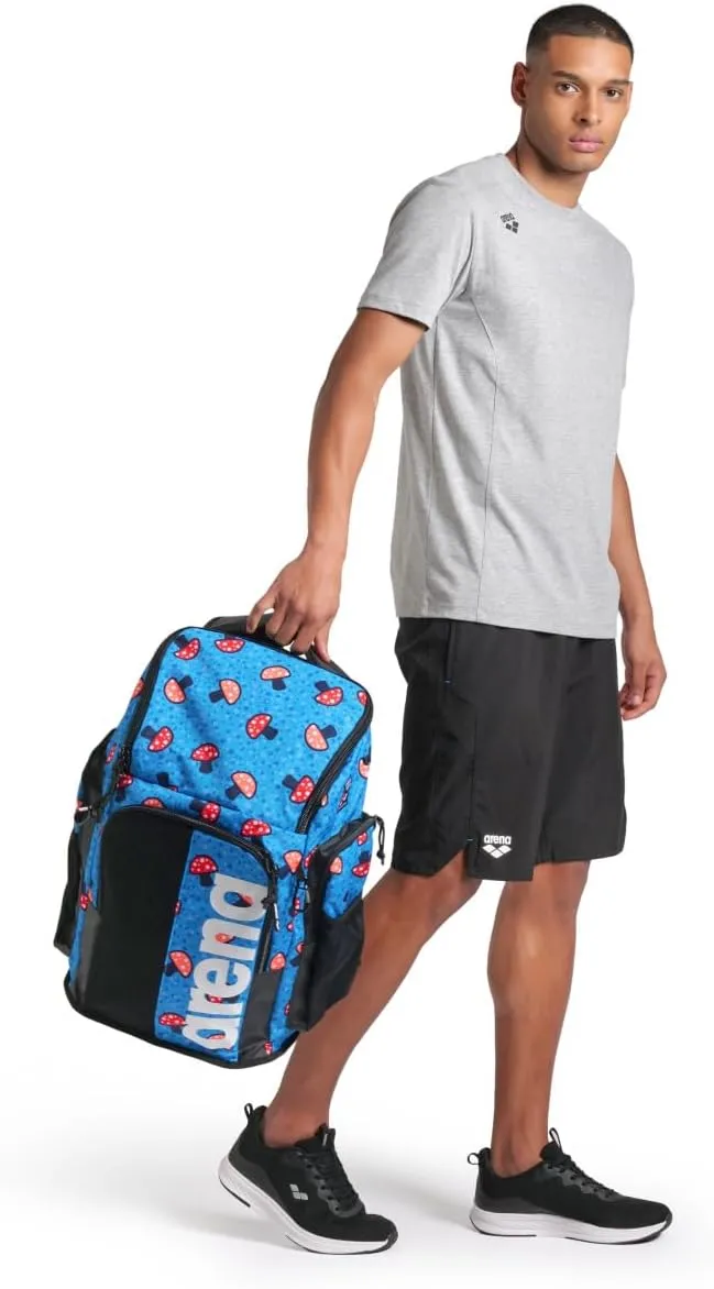 ARENA Spiky III Backpack 45 Swimming Athlete Sports Gym Rucksack Large Training Gear Equipment Swim Bag for Men and Women, 45 Liters, Mushrooms