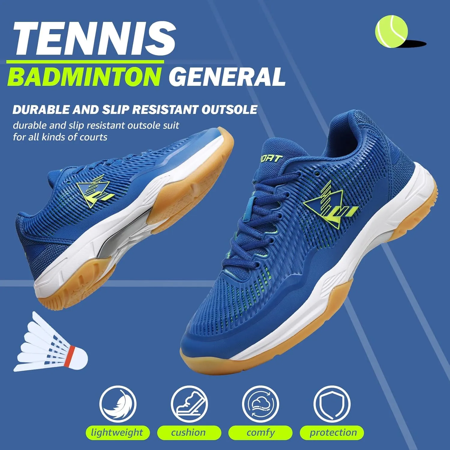 ASHION Pickleball Shoes for Men Tennis Shoes Sneakers for All Court Racquetball Athletic Shoes for Racquet Sport | Arch Support