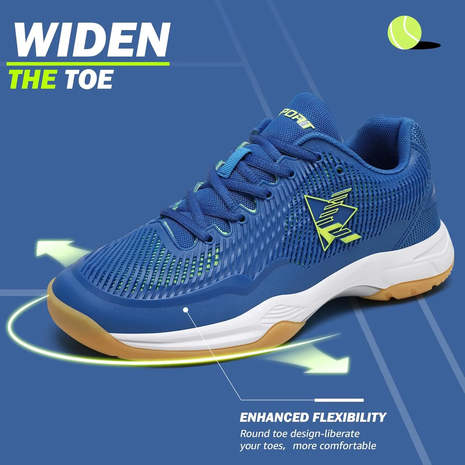 ASHION Pickleball Shoes for Men Tennis Shoes Sneakers for All Court Racquetball Athletic Shoes for Racquet Sport | Arch Support